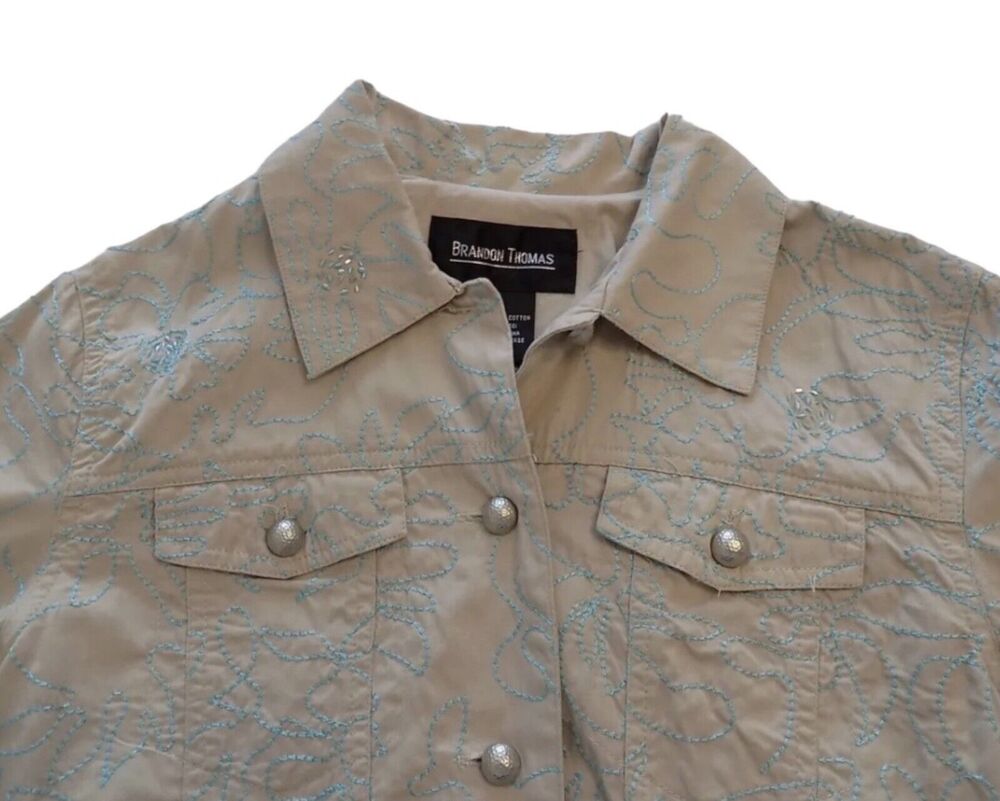 Brandon Thomas blouse embroidered and beaded womens size Small
